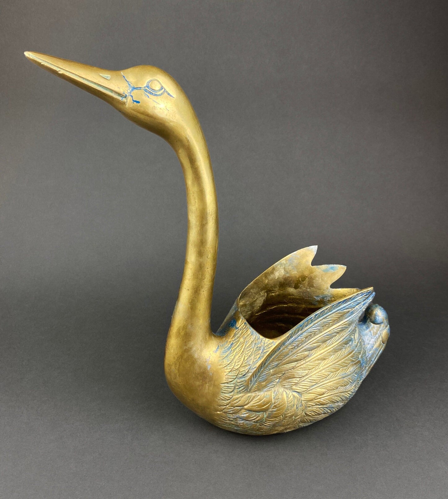 Brass Swan-Shaped Herb Planter.