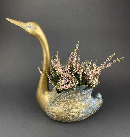 Brass Swan-Shaped Herb Planter.