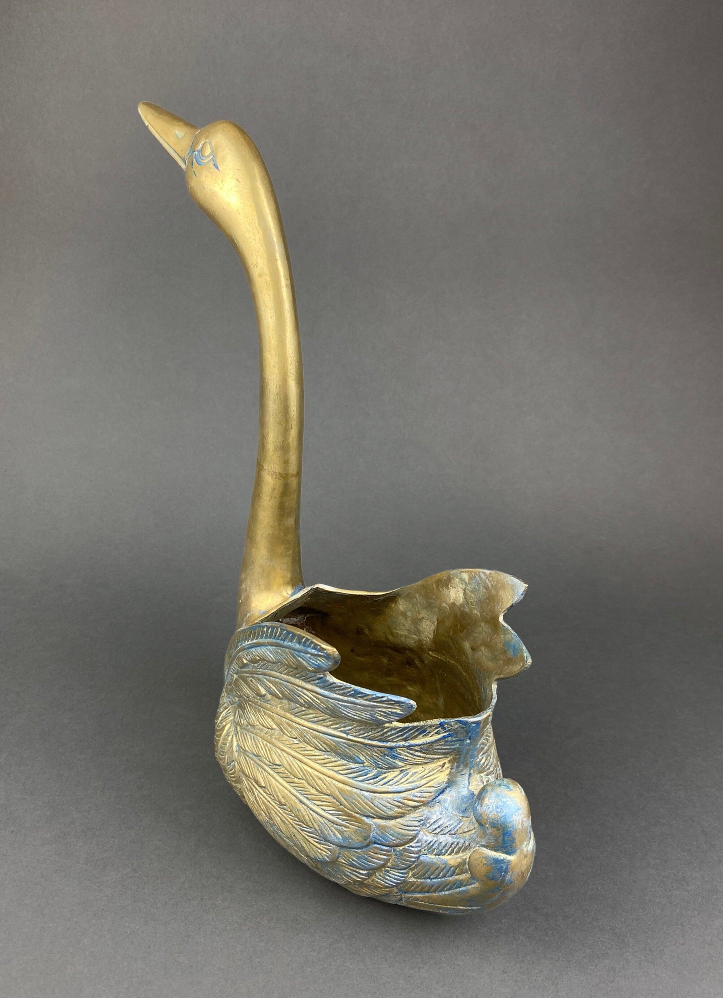 Brass Swan-Shaped Herb Planter.