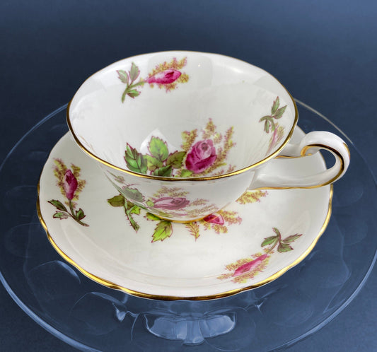 Vintage Tea/Coffee Cup and Saucer. Royal Chelsey Moss Rose. English Bone China. Fine Dining. Collectible Cup and Saucer.