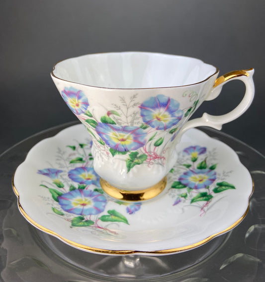 Vintage Royal Albert Tea Cup and Saucer: Bone China Morning Glory, Made in England