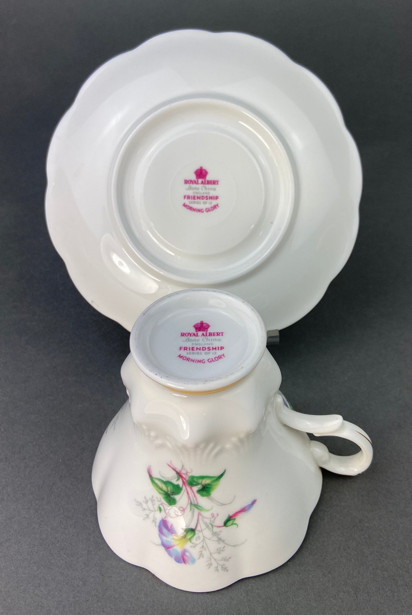 Vintage Royal Albert Tea Cup and Saucer: Bone China Morning Glory, Made in England