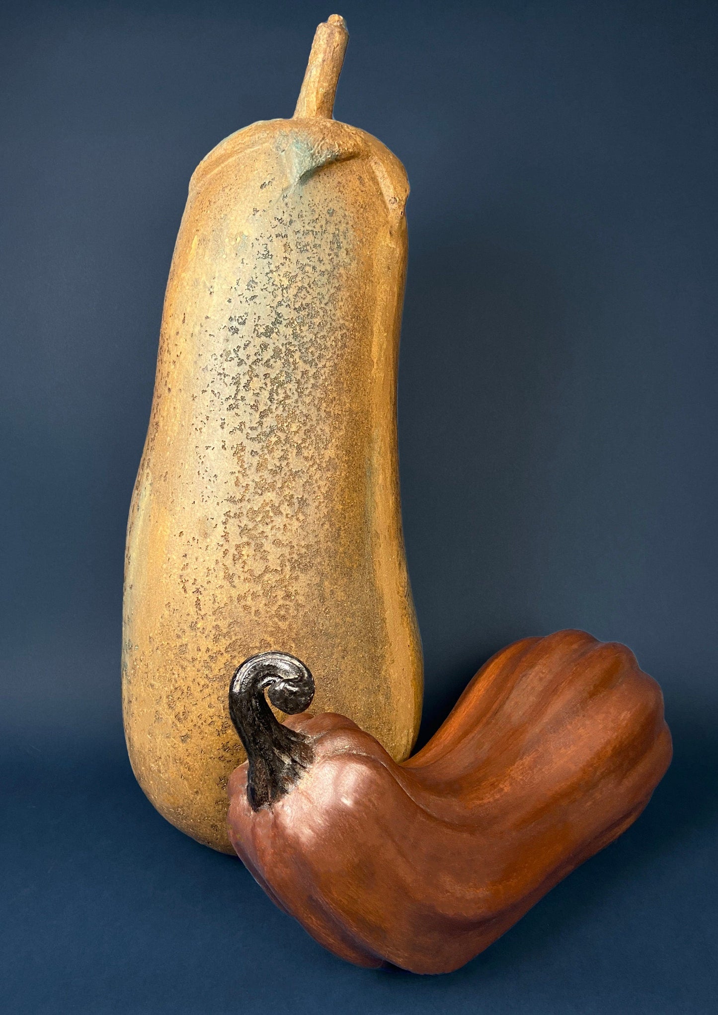 Set of Three Ceramic Pumpkins of Varying Sizes. One Large and Two Smaller. Staple Thanksgiving Fall Decoration. Home Decor. Store Display.