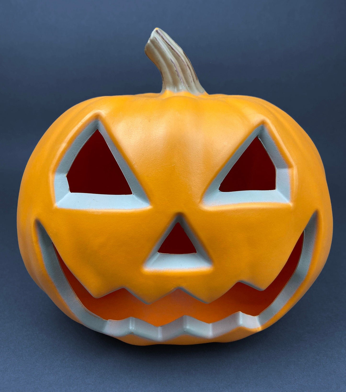 Set of Three Ceramic Pumpkins of Varying Sizes. One Large and Two Smaller. Staple Thanksgiving Fall Decoration. Home Decor. Store Display.