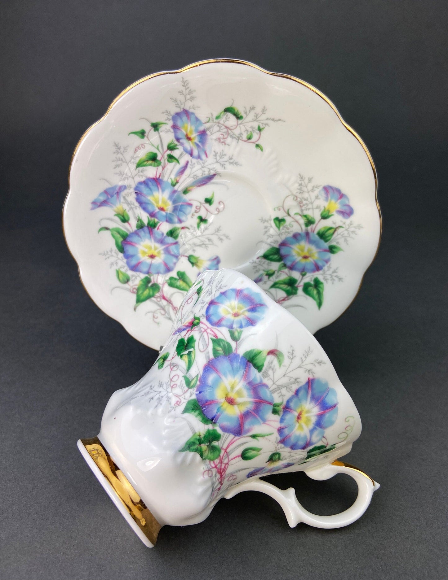 Vintage Royal Albert Tea Cup and Saucer: Bone China Morning Glory, Made in England