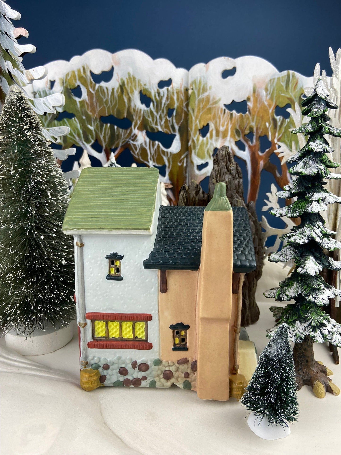 Christmas Village "Martin House" First Edition by Santa's Best. Illuminated Our Town Porcelain Collectable. Holiday Decor.