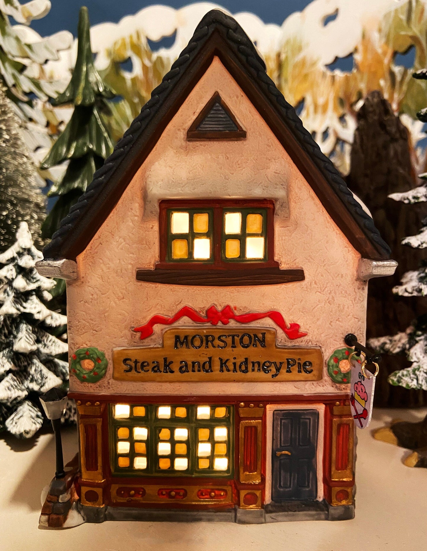 Christmas Department 56 Morston Steak and Kidney Pie. Dickens Village Series. Hand Painted Porcelain Building with Lights.