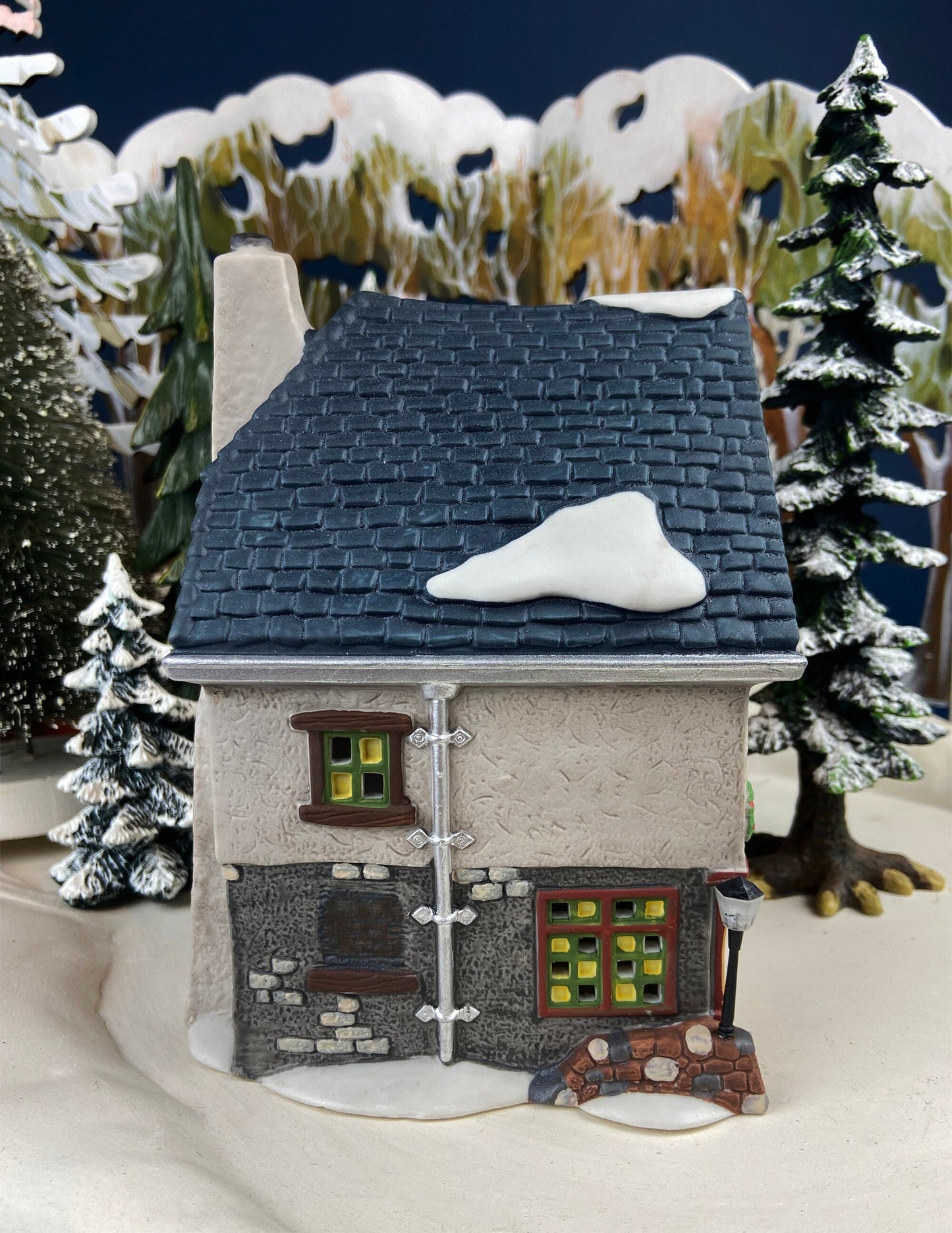 Christmas Department 56 Morston Steak and Kidney Pie. Dickens Village Series. Hand Painted Porcelain Building with Lights.