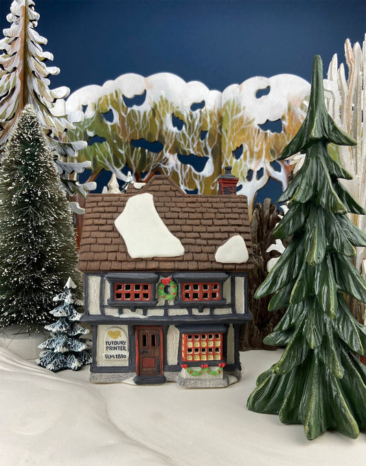 Tutbury Printer Christmas Village House by Dept 56.  Illuminated Christmas Village House. Dickens Village Series. Holiday Decor.