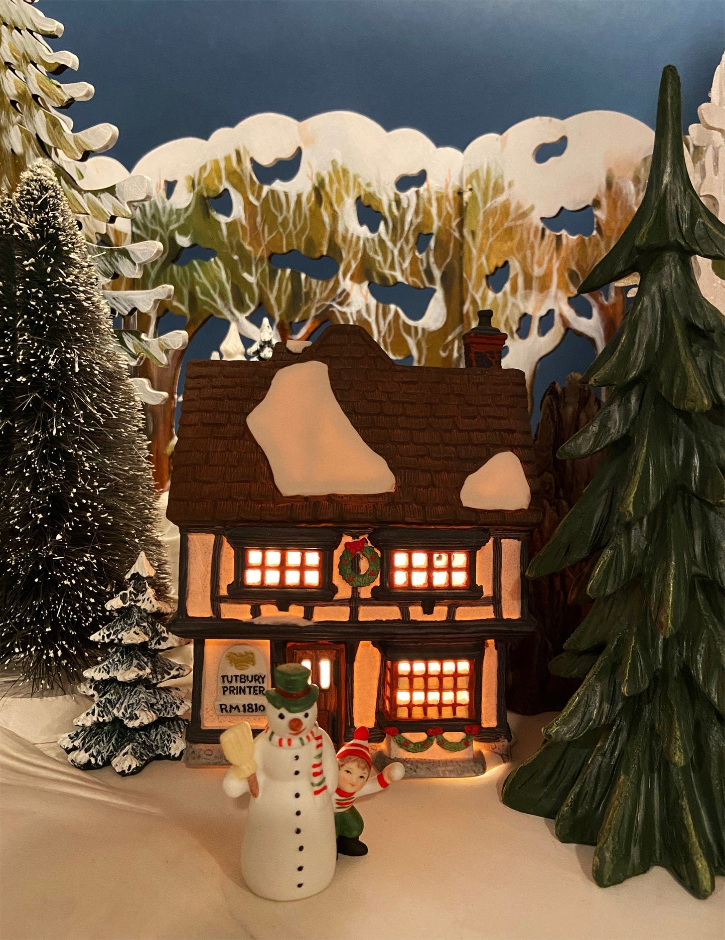 Tutbury Printer Christmas Village House by Dept 56.  Illuminated Christmas Village House. Dickens Village Series. Holiday Decor.
