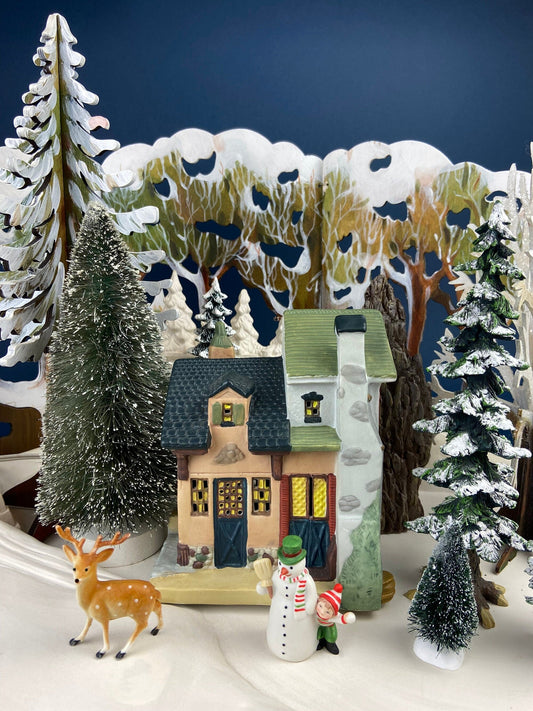 Christmas Village "Martin House" First Edition by Santa's Best. Illuminated Our Town Porcelain Collectable. Holiday Decor.