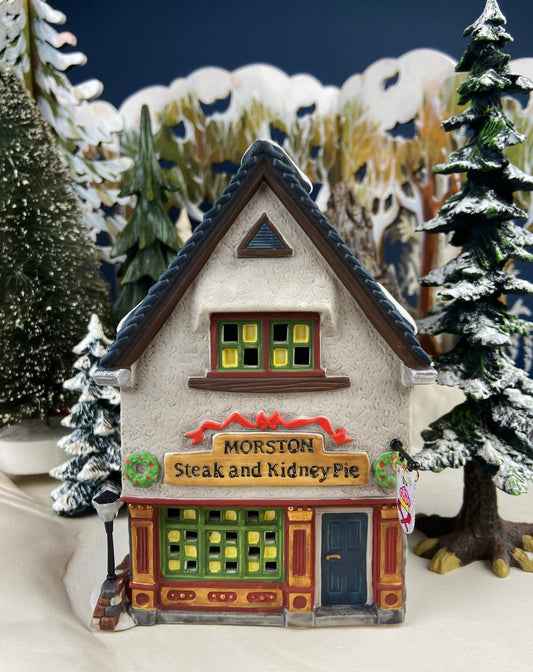 Christmas Department 56 Morston Steak and Kidney Pie. Dickens Village Series. Hand Painted Porcelain Building with Lights.
