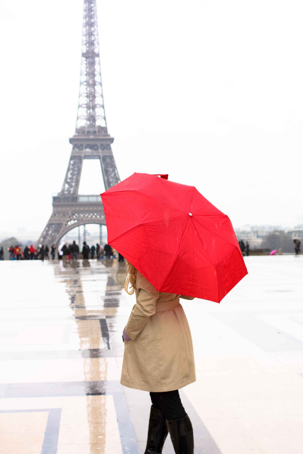 Girl in Paris with the Red Umbrella
