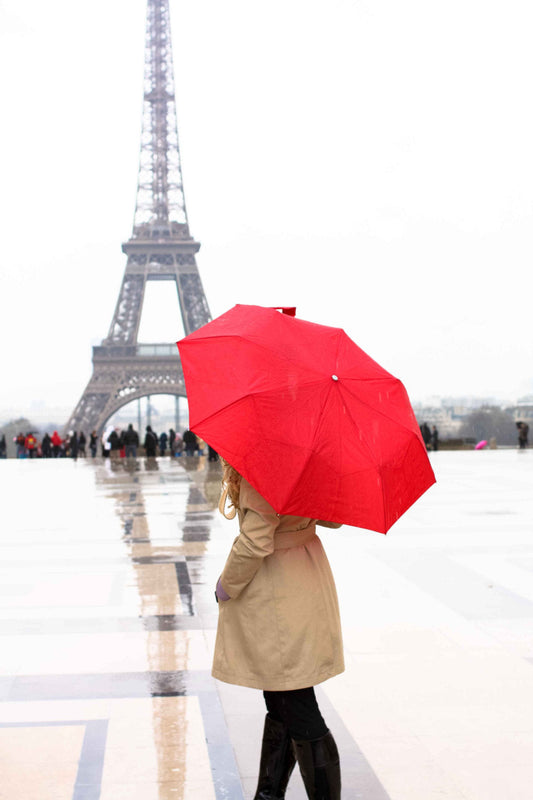Girl in Paris with the Red Umbrella