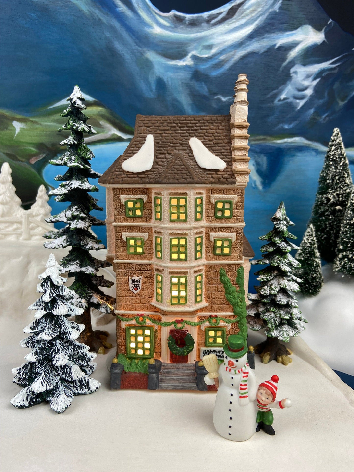 Christmas Village House by Dept 56. Illuminated Nephew Fred's Flat. Dickens Village Series.  Christmas Diorama. Holiday Celebration.