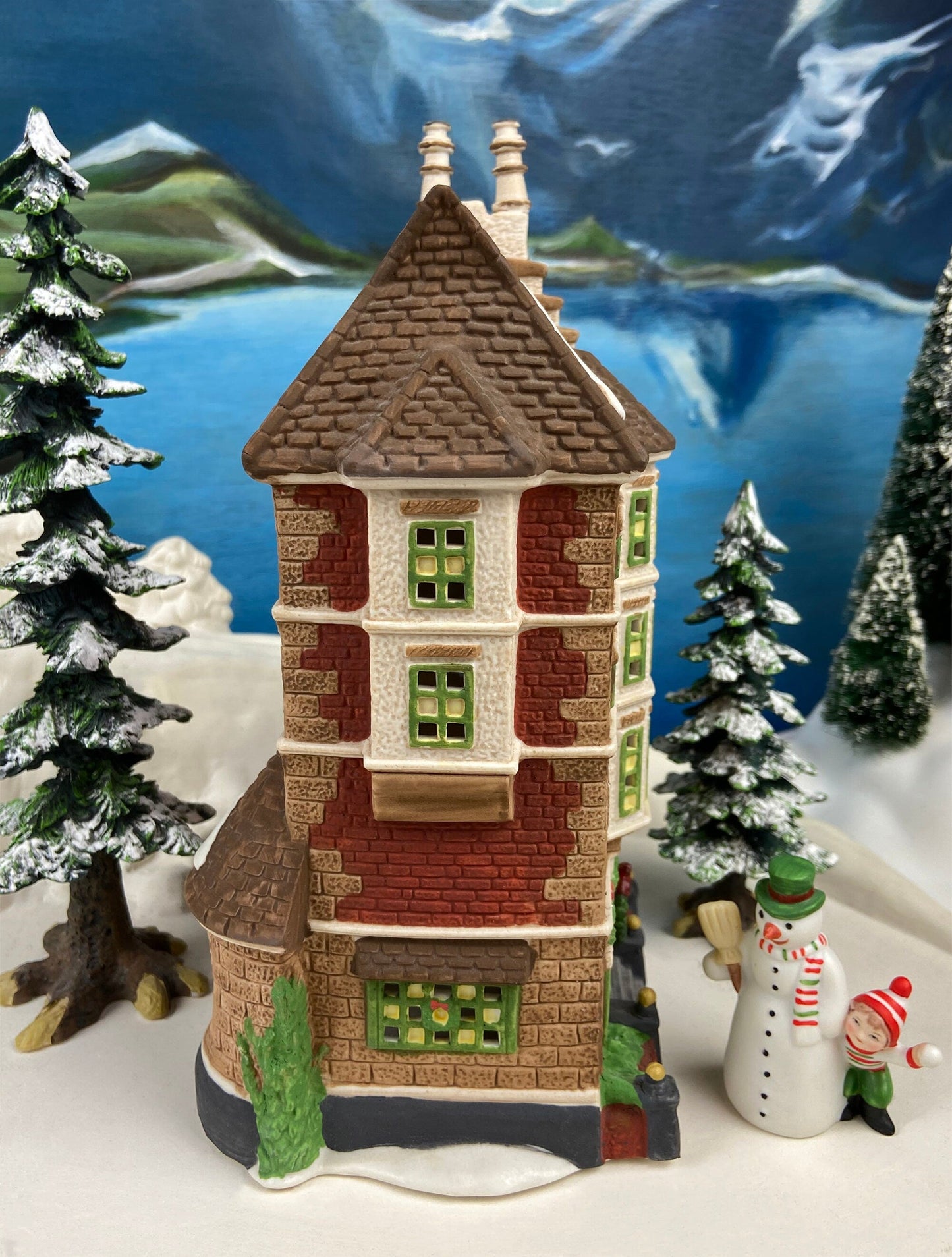 Christmas Village House by Dept 56. Illuminated Nephew Fred's Flat. Dickens Village Series.  Christmas Diorama. Holiday Celebration.