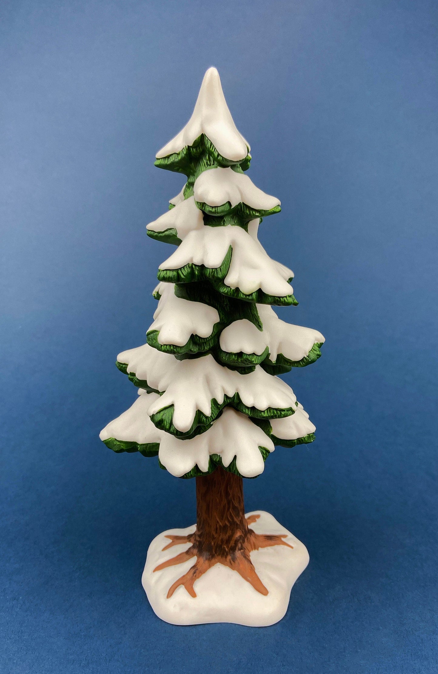Christmas Tree Covered with Snow. Porcelain Village Pine by Department 56. Tree for Christmas Village. Free Standing Winter Decor Accessory.