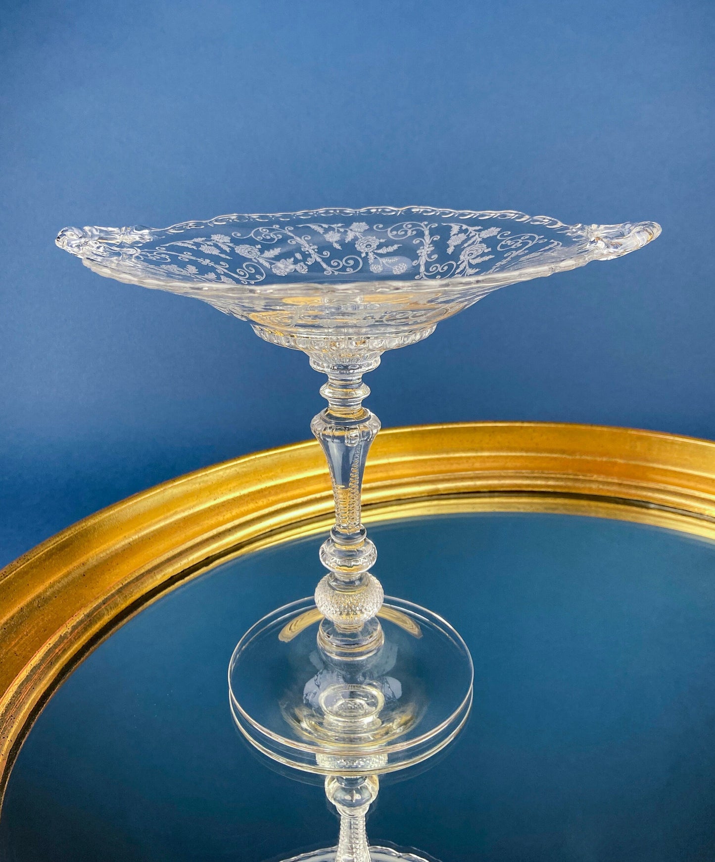 Lenox Pedestal Compote with Pair of Dolphins. Cream Colored Porcelain, Footed Fruit Stand or Serving Dish. Aquarius Table Centerpiece.