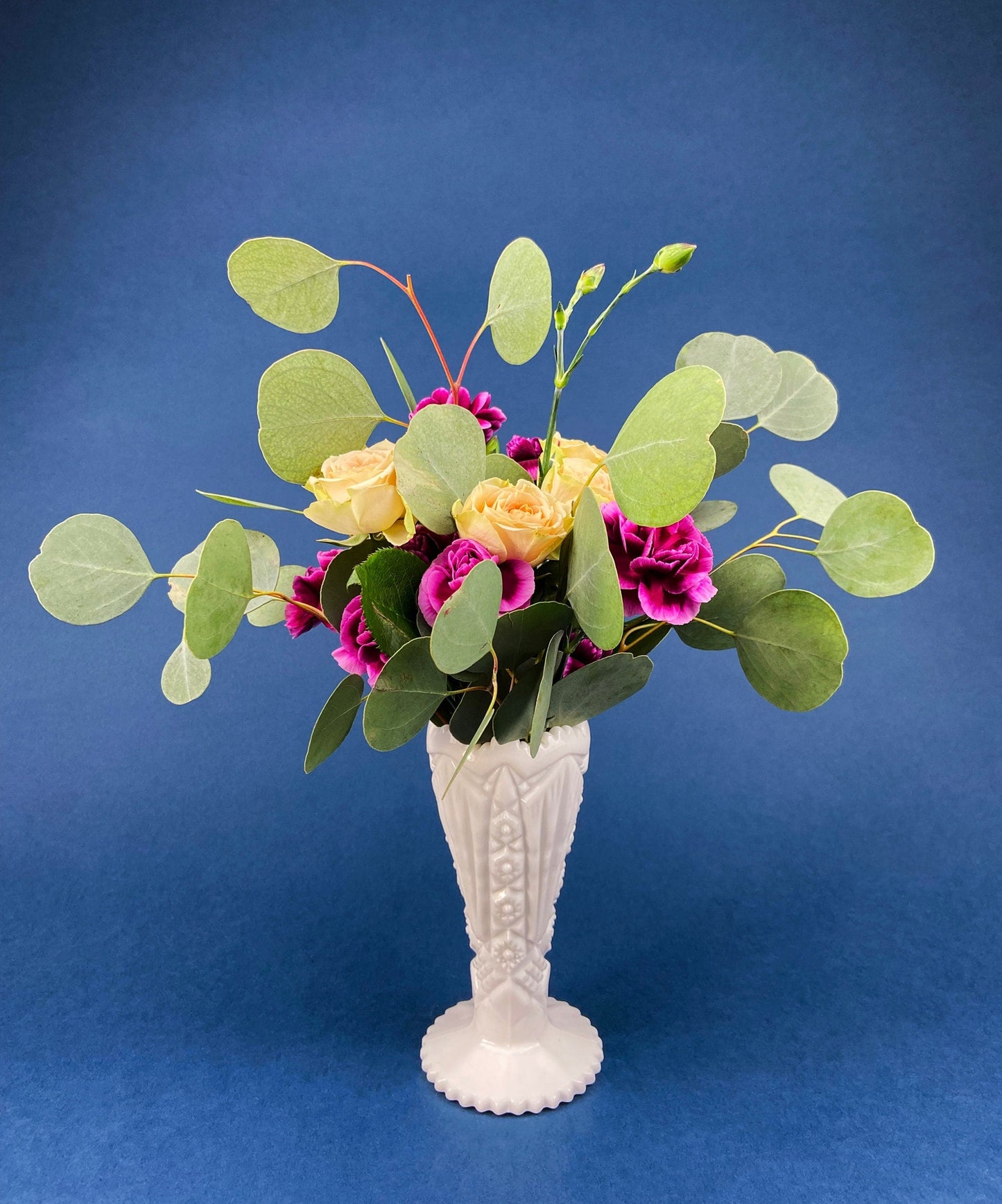 Set of Three, Fluted Milk Glass Vases.  Collection of White, Modern Style Vases of Varying Shapes and Sizes. Wedding Decor. White Home Decor