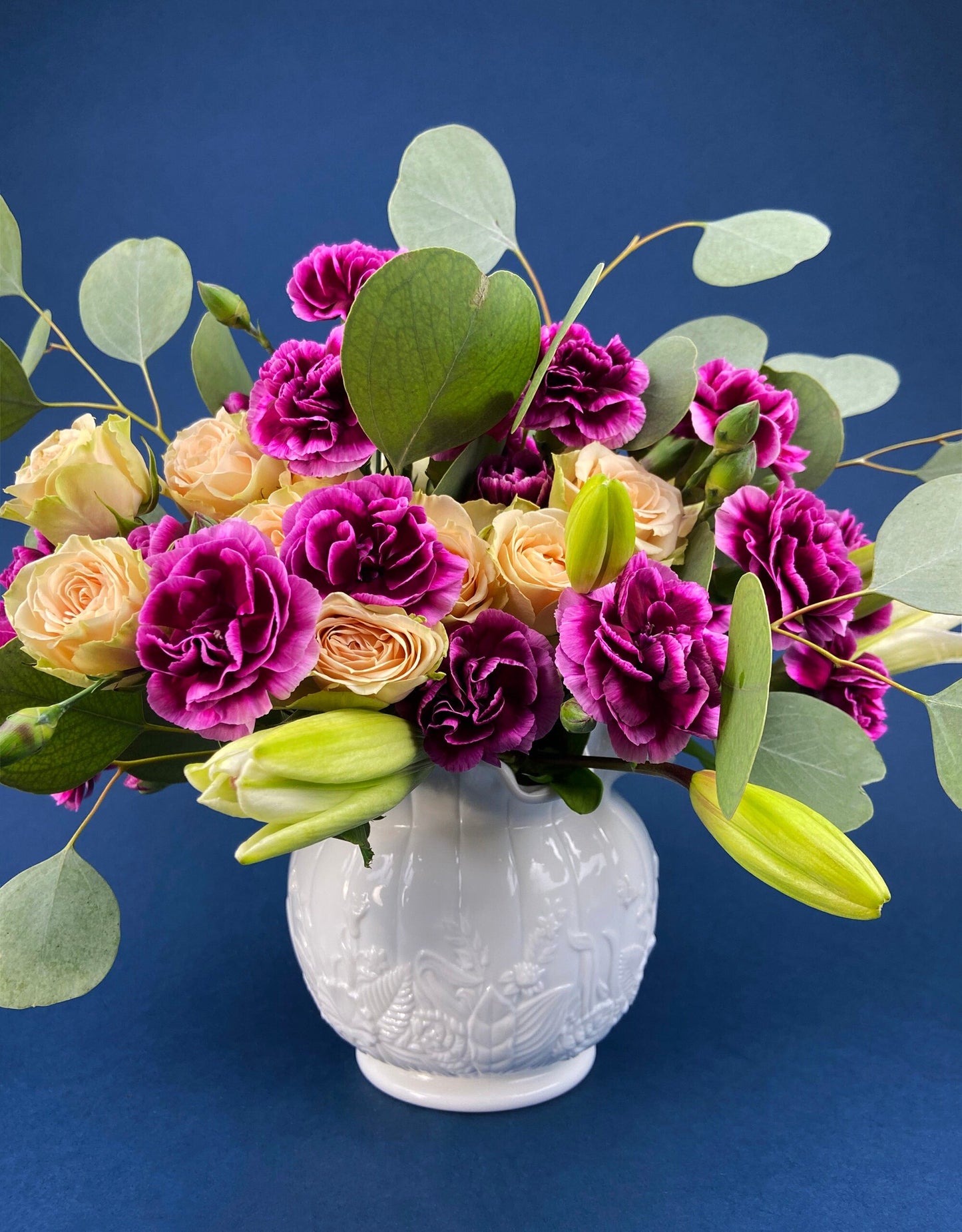 Fenton Milk Glass Vase. Vase with Embossed Wild Flowers and Ruffled Edge. White Bedroom Decor. Collectible Milk Glass.