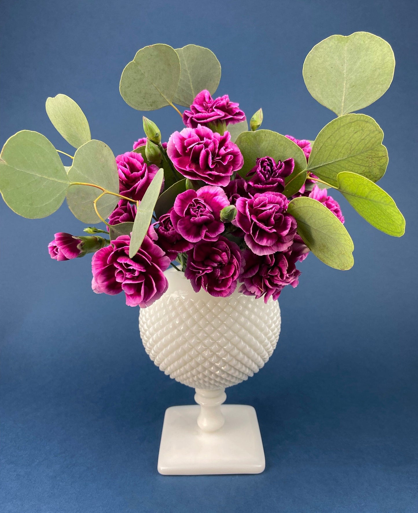 Large Milk Glass Oval Pedestal. White Hobnail Footed Fruit Bowl or Flower Vase. Urn with Scalloped Edge. Dining Room Decor. Wedding Gift.