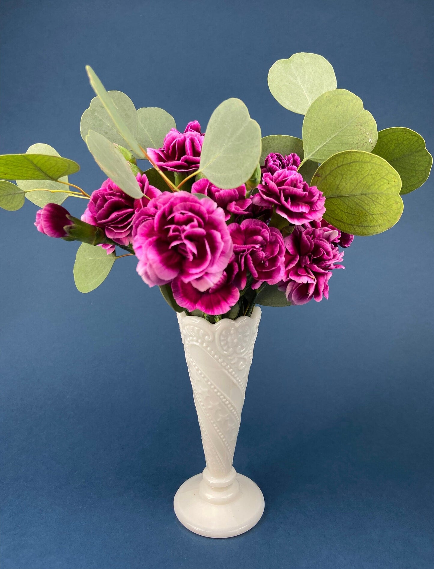 Set of Three, Fluted Milk Glass Vases.  Collection of White, Modern Style Vases of Varying Shapes and Sizes. Wedding Decor. White Home Decor