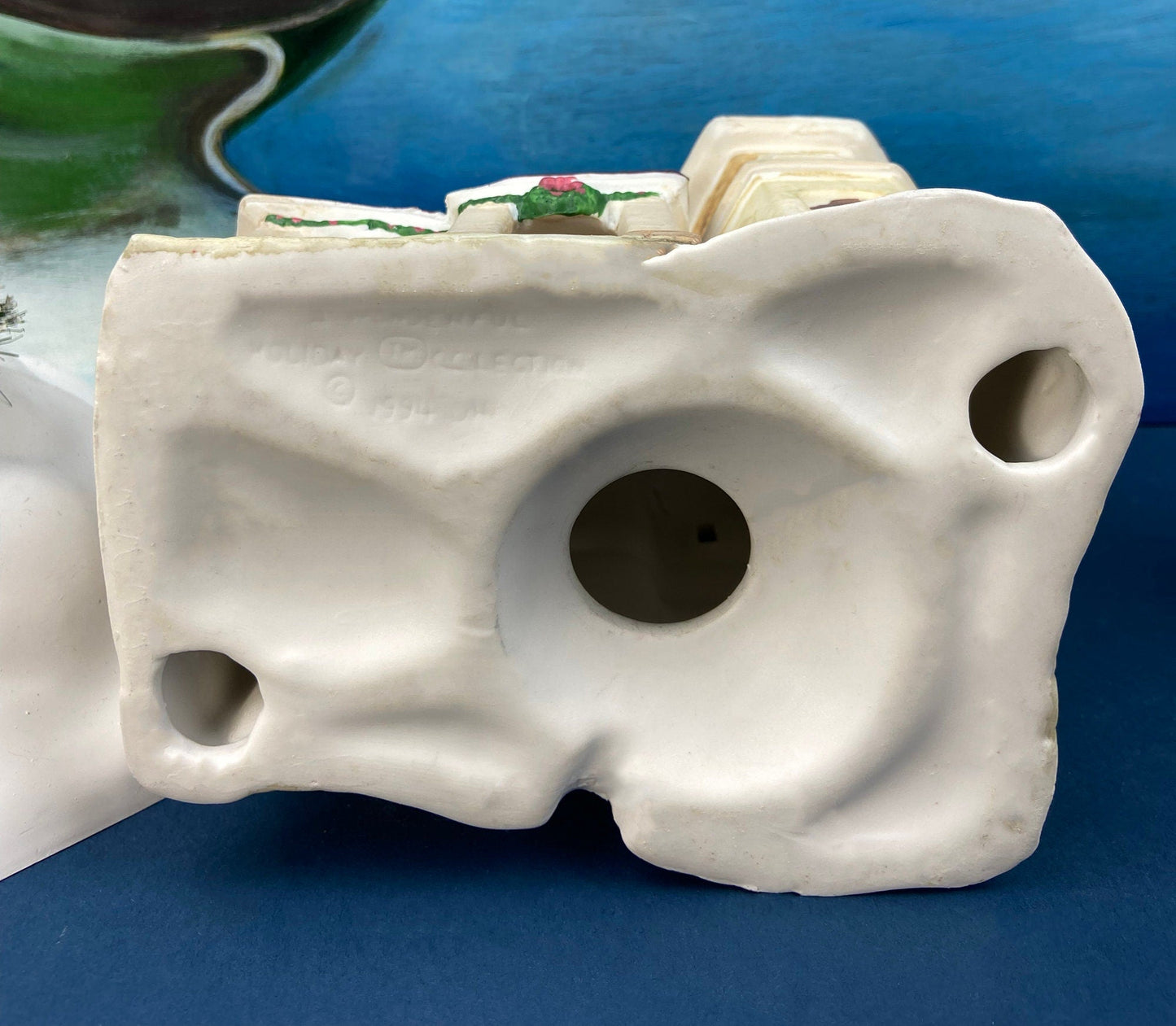 Illuminated Porcelain House. Medium-Sized Rustic Brick House with Red Roof for Christmas Village. Holiday Accessory. Traditional Home Decor