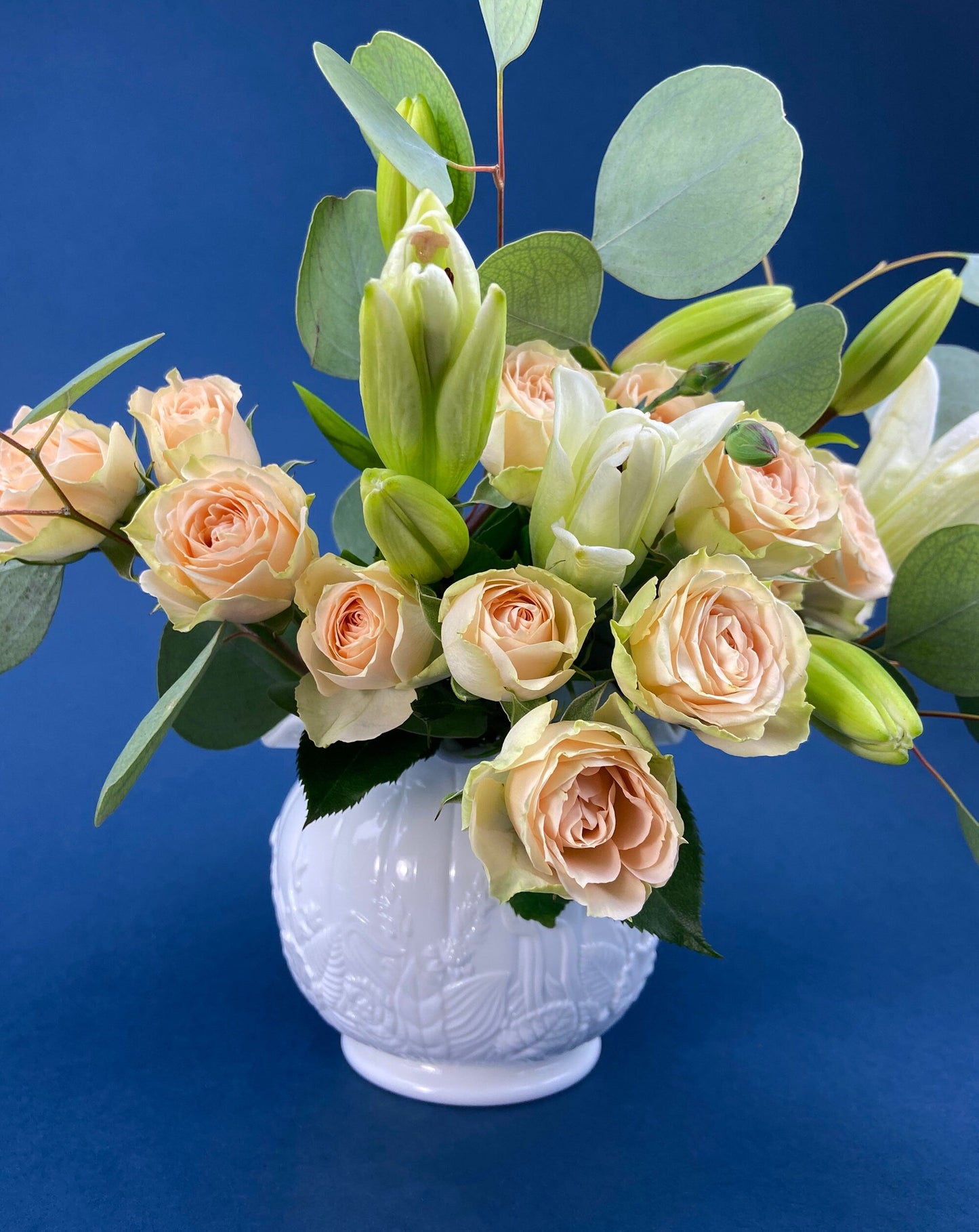 Fenton Milk Glass Vase. Vase with Embossed Wild Flowers and Ruffled Edge. White Bedroom Decor. Collectible Milk Glass.