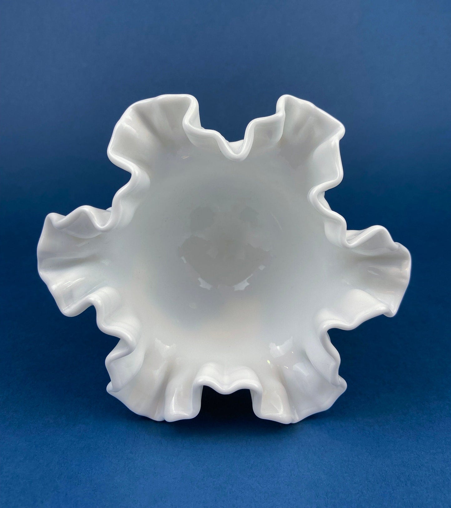 Fenton Handpainted Milk Glass Compote. White, Footed, Hobnail Bowl with Ruffled  Rim and Pastel Flowers. Wedding Gift. Modern Farmhouse.