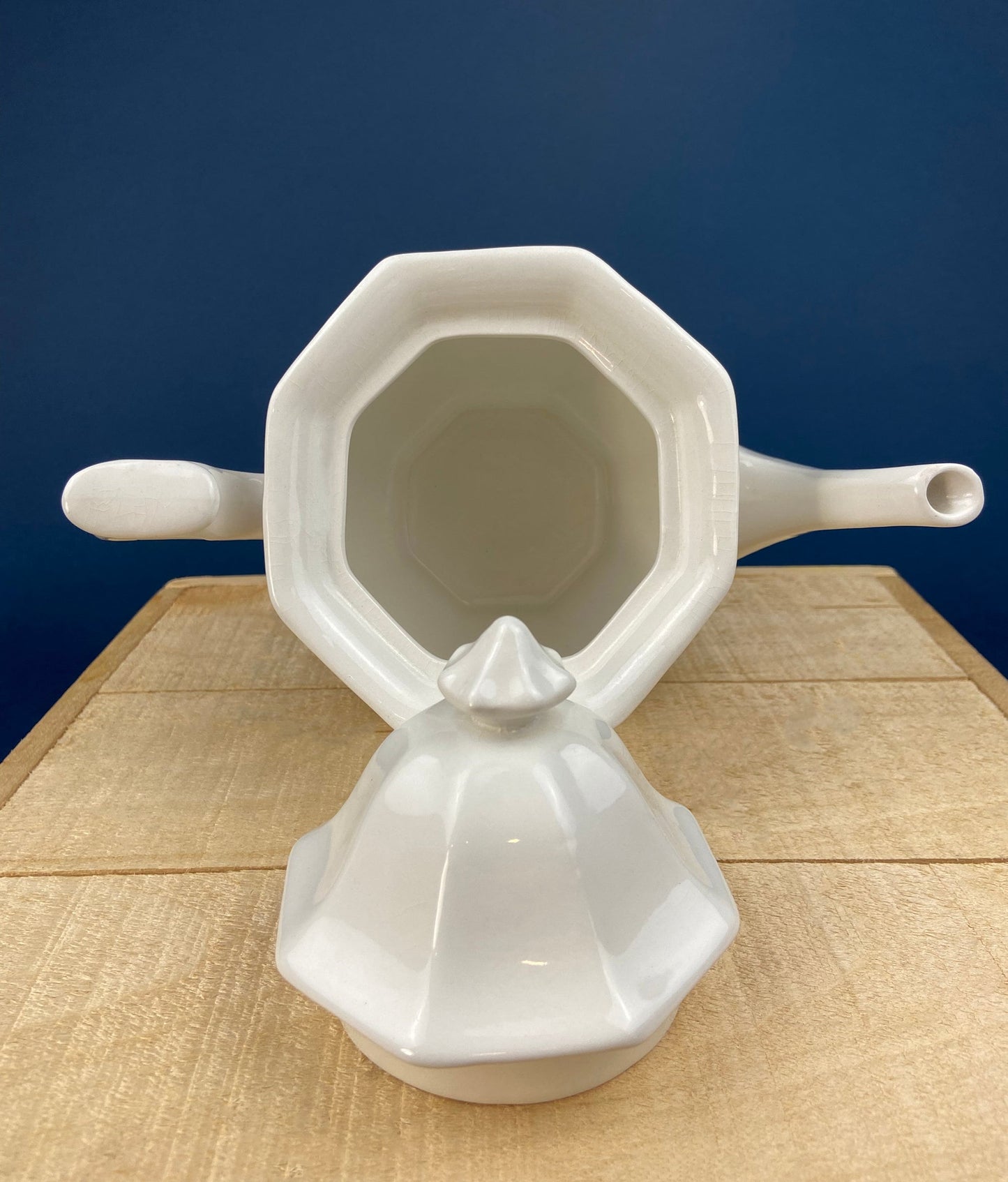 Vintage White Tea Pot and Sugar Bowl. Real English Ironstone by WM Adams and Sons. Micratex, England.