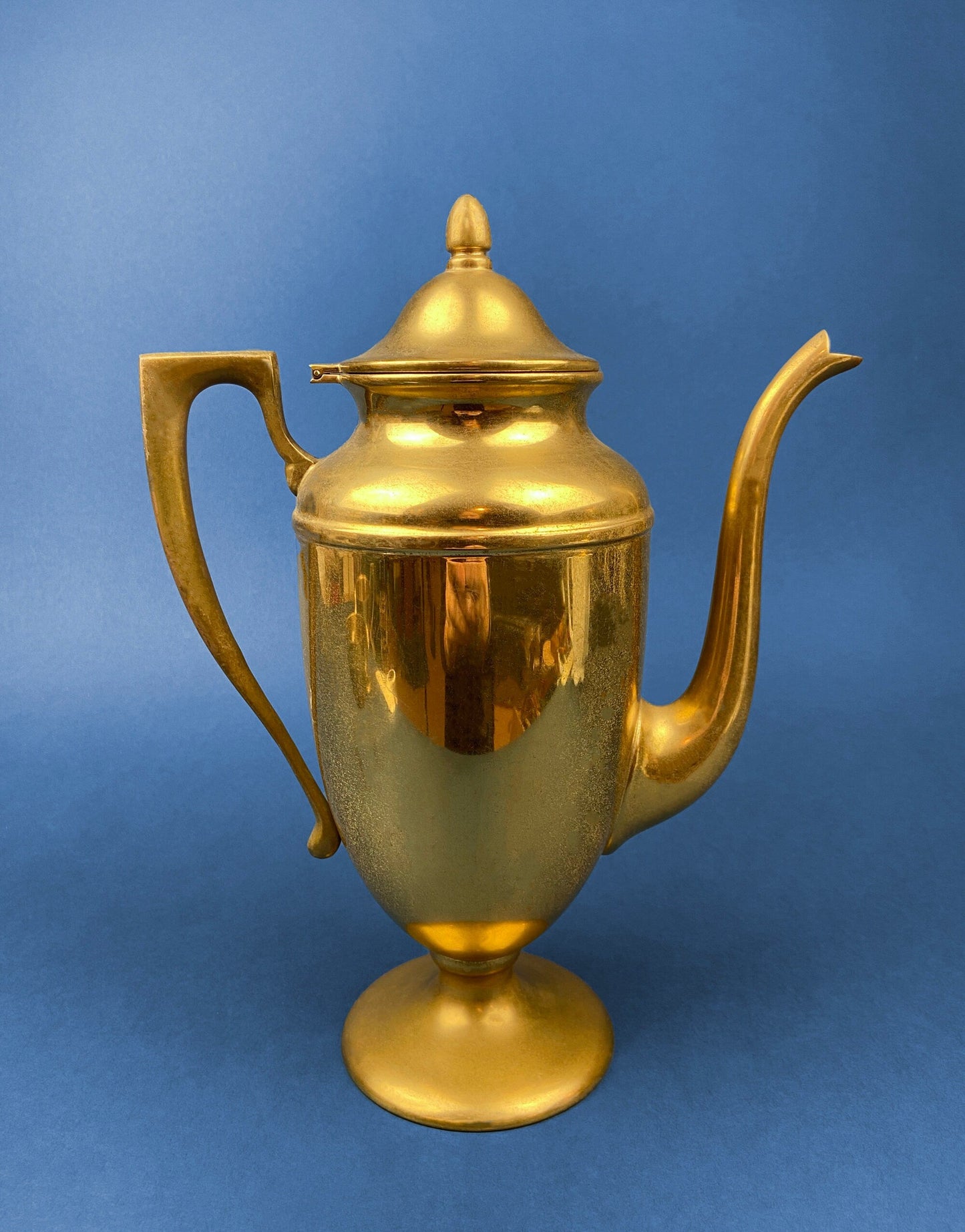 Vintage Brass Coffee Pot, Creamer & Sugar Bowl. Heavy Brass with Art Deco Style Handles. Elegant Coffee Service.