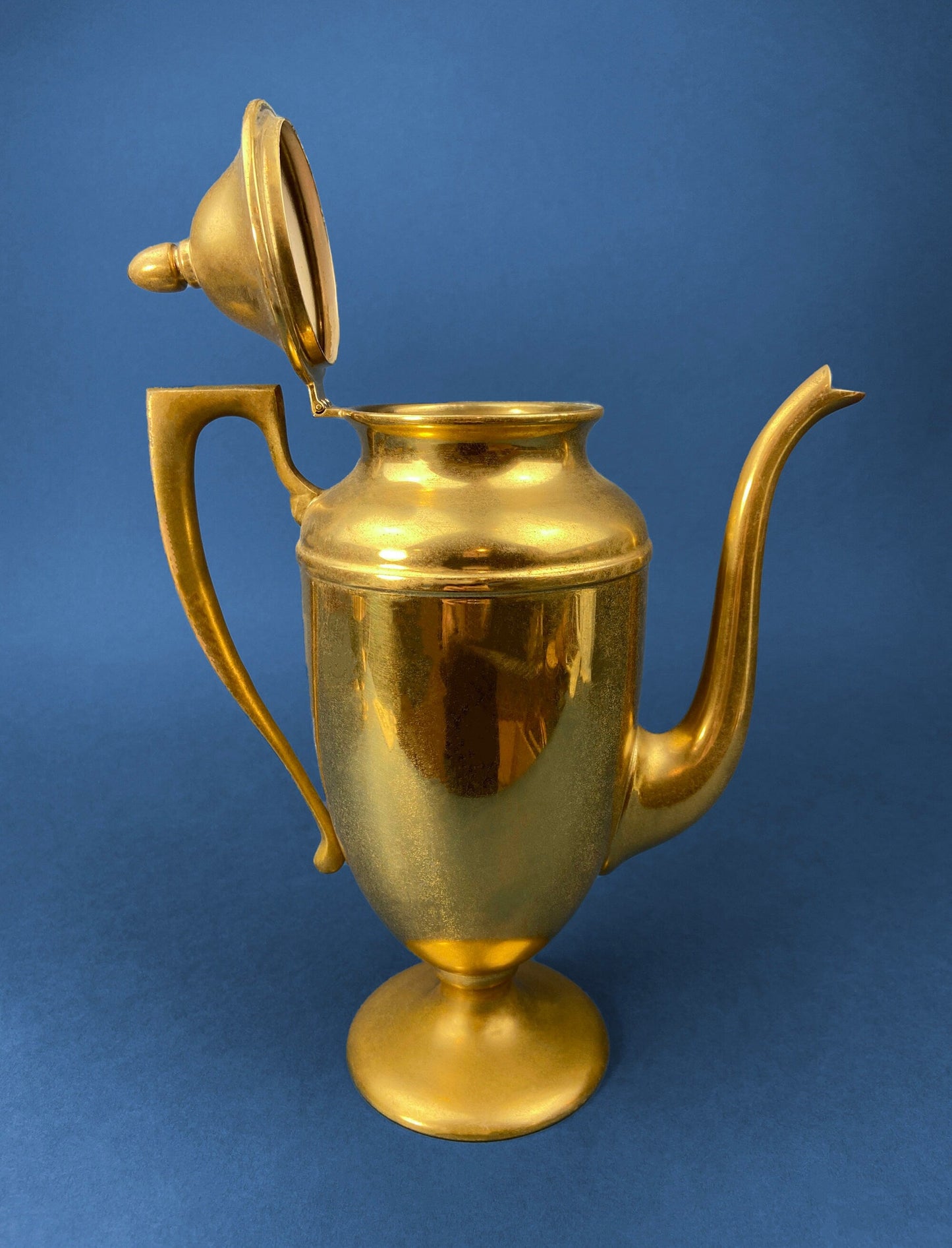 Vintage Brass Coffee Pot, Creamer & Sugar Bowl. Heavy Brass with Art Deco Style Handles. Elegant Coffee Service.