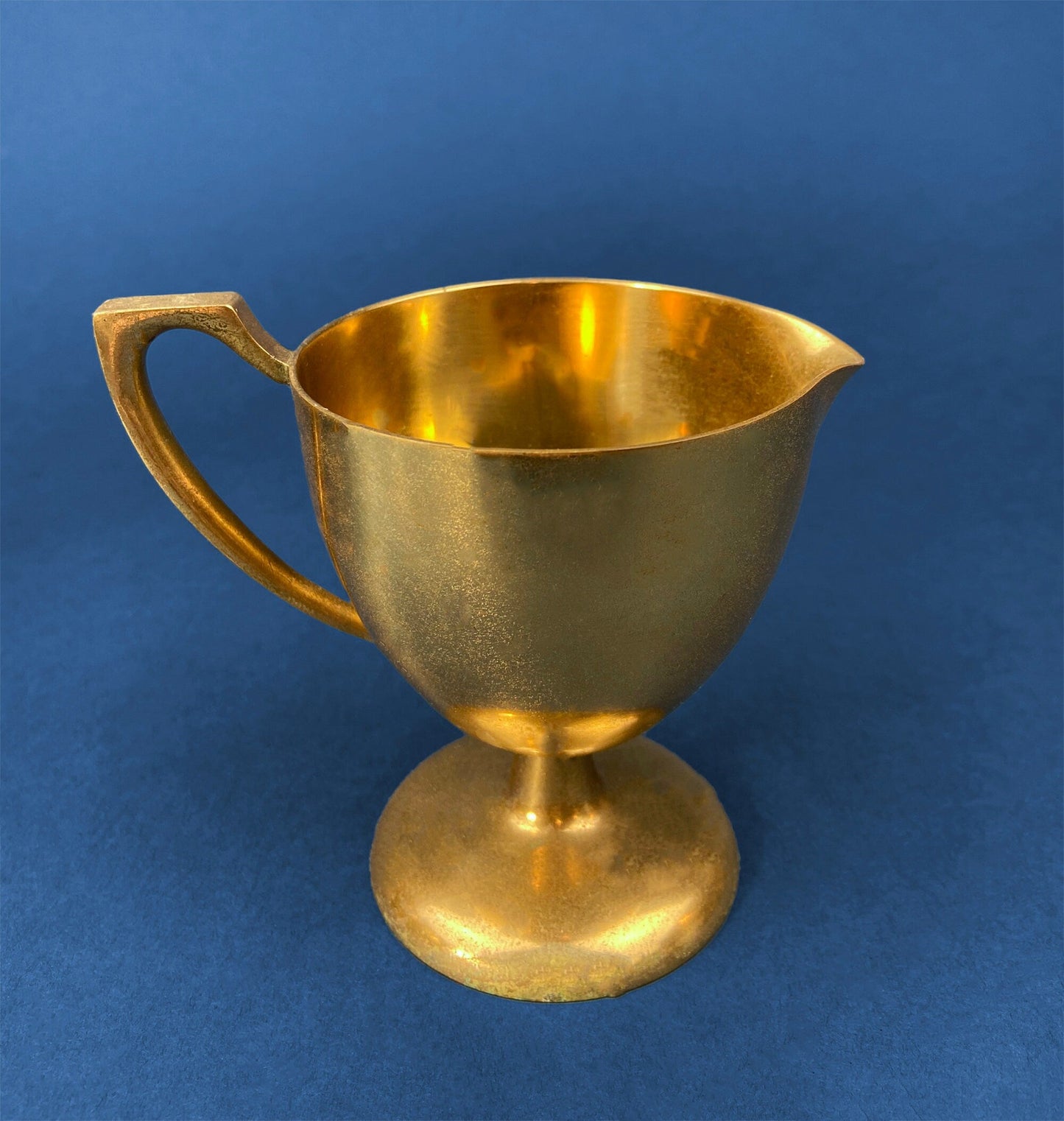 Vintage Brass Coffee Pot, Creamer & Sugar Bowl. Heavy Brass with Art Deco Style Handles. Elegant Coffee Service.