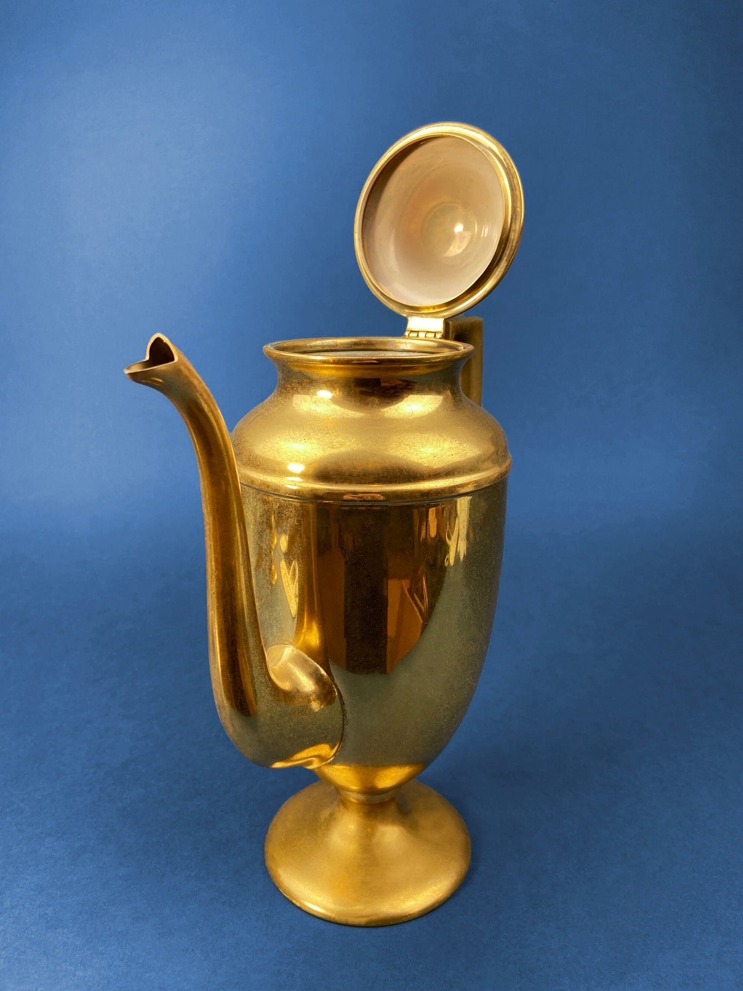 Vintage Brass Coffee Pot, Creamer & Sugar Bowl. Heavy Brass with Art Deco Style Handles. Elegant Coffee Service.