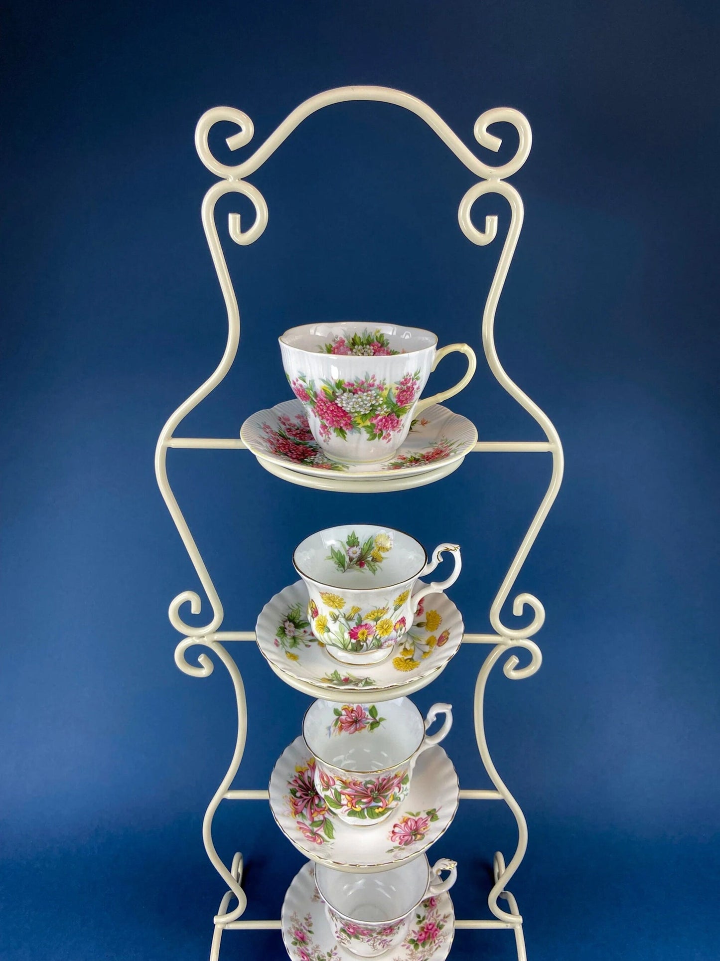 Vintage Tea Cup & Saucer. Aynsley Fine Bone China. Beautiful Fruit Motif: Peaches, Plums, Berries. Collectible Tea Set. Gift for Him or Her.