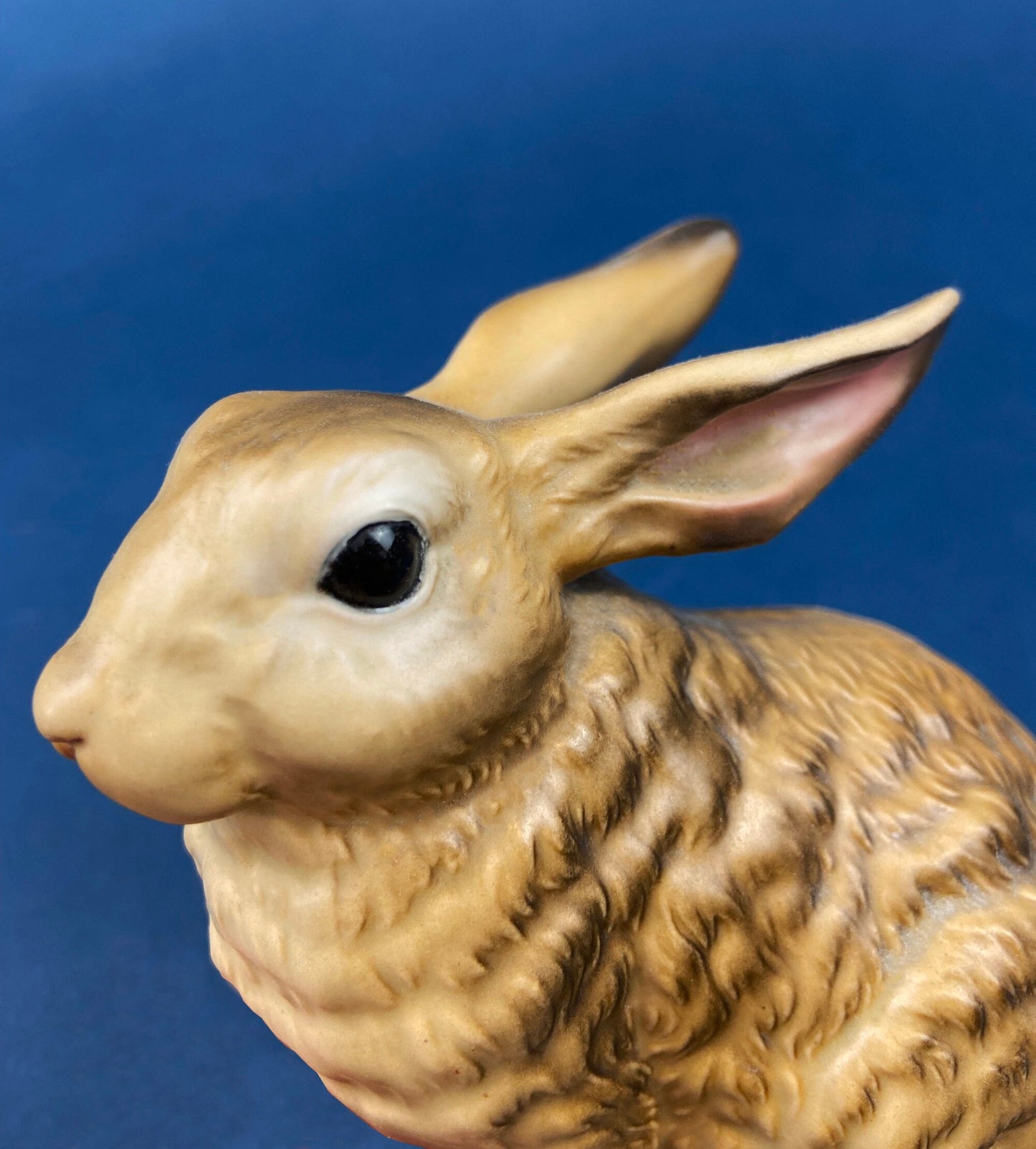 Family of Brown Porcelain Bunnies. Hand-Painted Mom Rabbit with Babies. In the Meadow by RW OM. Easter or Spring Celebration.