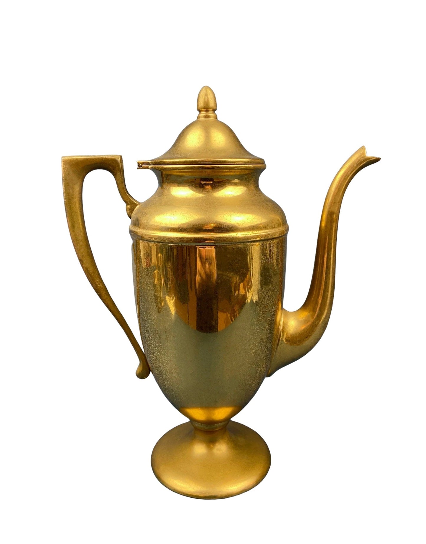 Vintage Brass Coffee Pot, Creamer & Sugar Bowl. Heavy Brass with Art Deco Style Handles. Elegant Coffee Service.