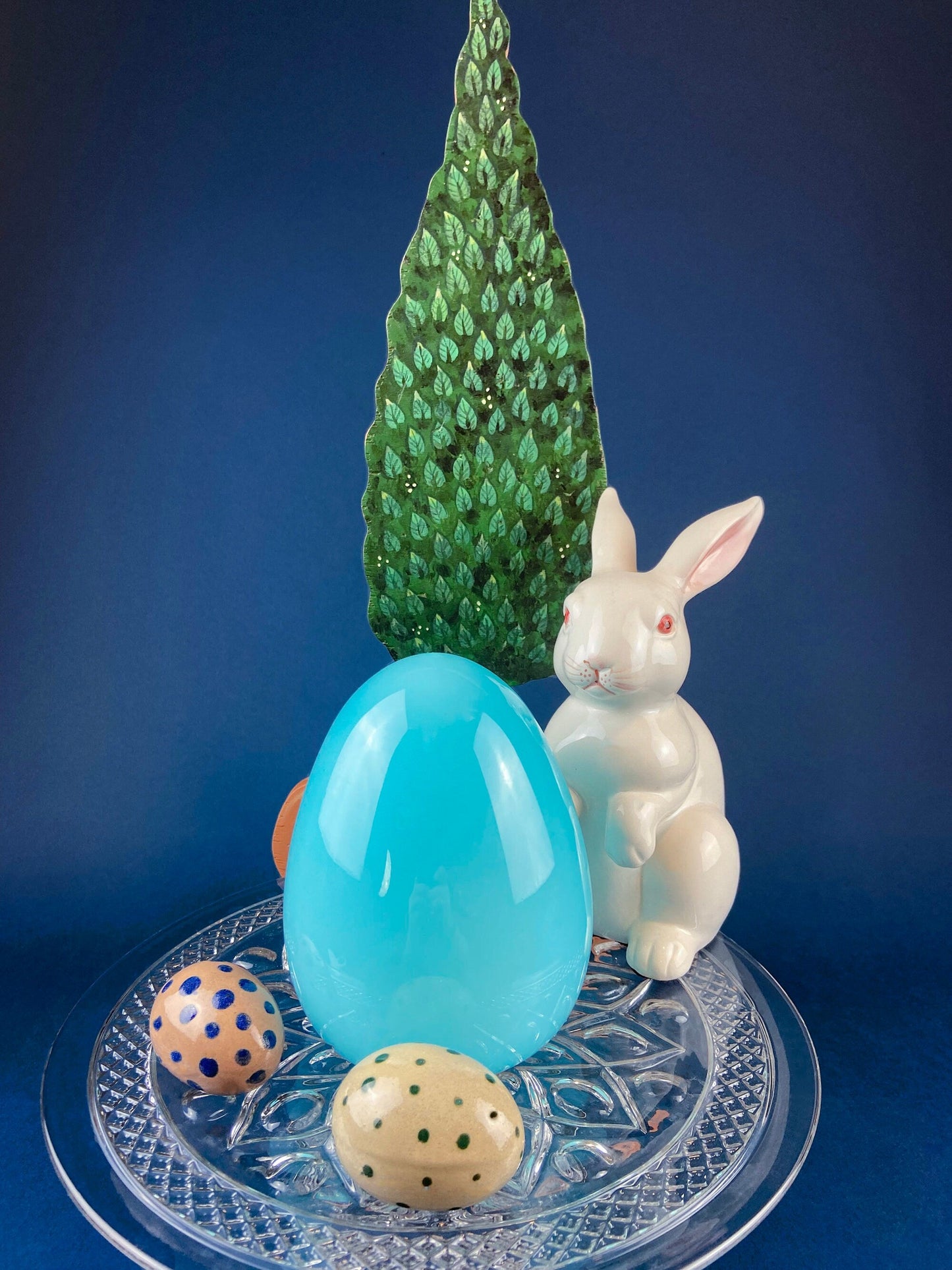 Opaline Blue Glass Egg 6". Oversized Easter Egg Minimal Art Glass. Spring or Easter Decor. Easter Table Accessory. Kids Room.