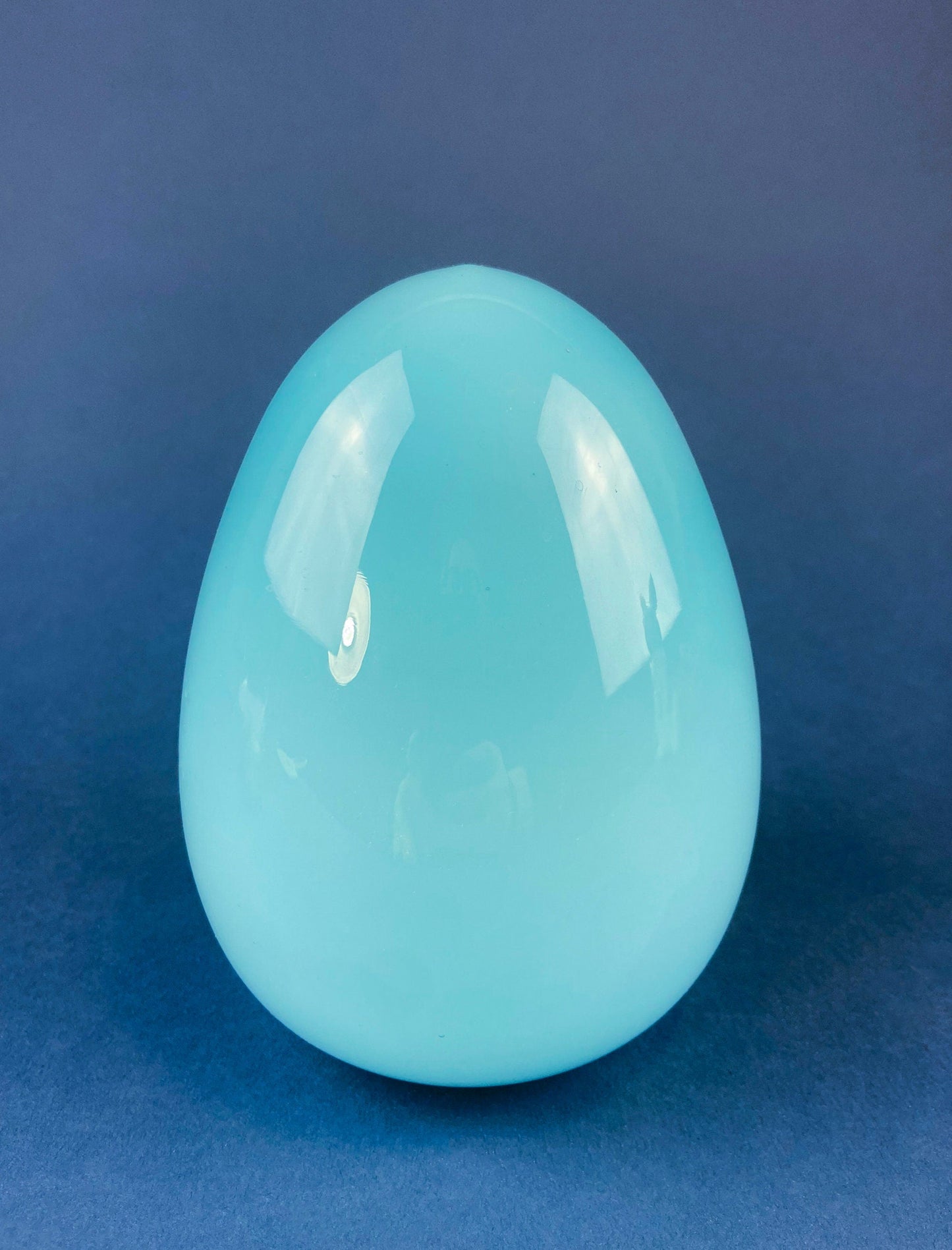 Opaline Blue Glass Egg 6". Oversized Easter Egg Minimal Art Glass. Spring or Easter Decor. Easter Table Accessory. Kids Room.