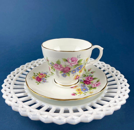 Vintage Duchess Bone China Tea Cup and Saucer: Floral Cottagecore Collectible