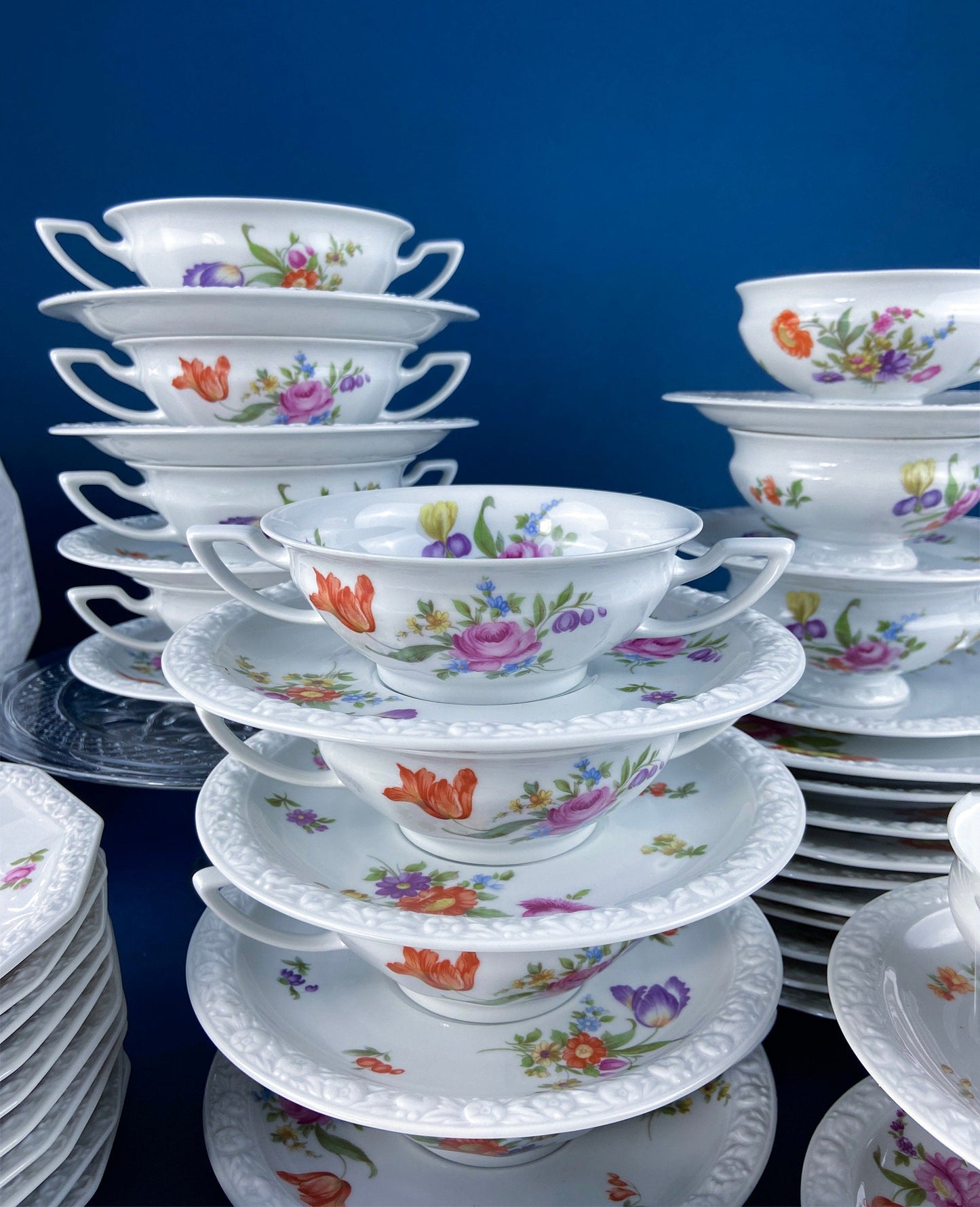 Antique Rosenthal 38 Piece Dinner Set. Classic Stamp, Maria, Florals. Modern Farmhouse. Fine Dining. Luxury Living.