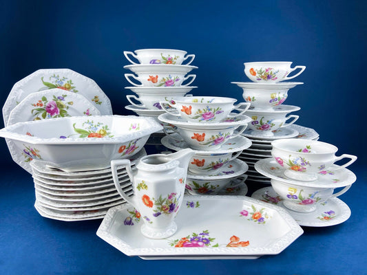 Antique Rosenthal 38 Piece Dinner Set. Classic Stamp, Maria, Florals. Modern Farmhouse. Fine Dining. Luxury Living.