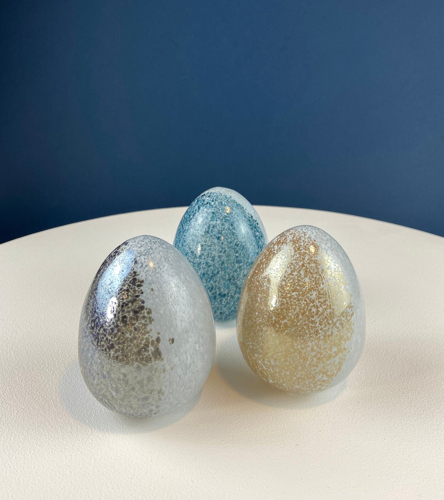 Opaline Blue Glass Egg 6". Oversized Easter Egg Minimal Art Glass. Spring or Easter Decor. Easter Table Accessory. Kids Room.