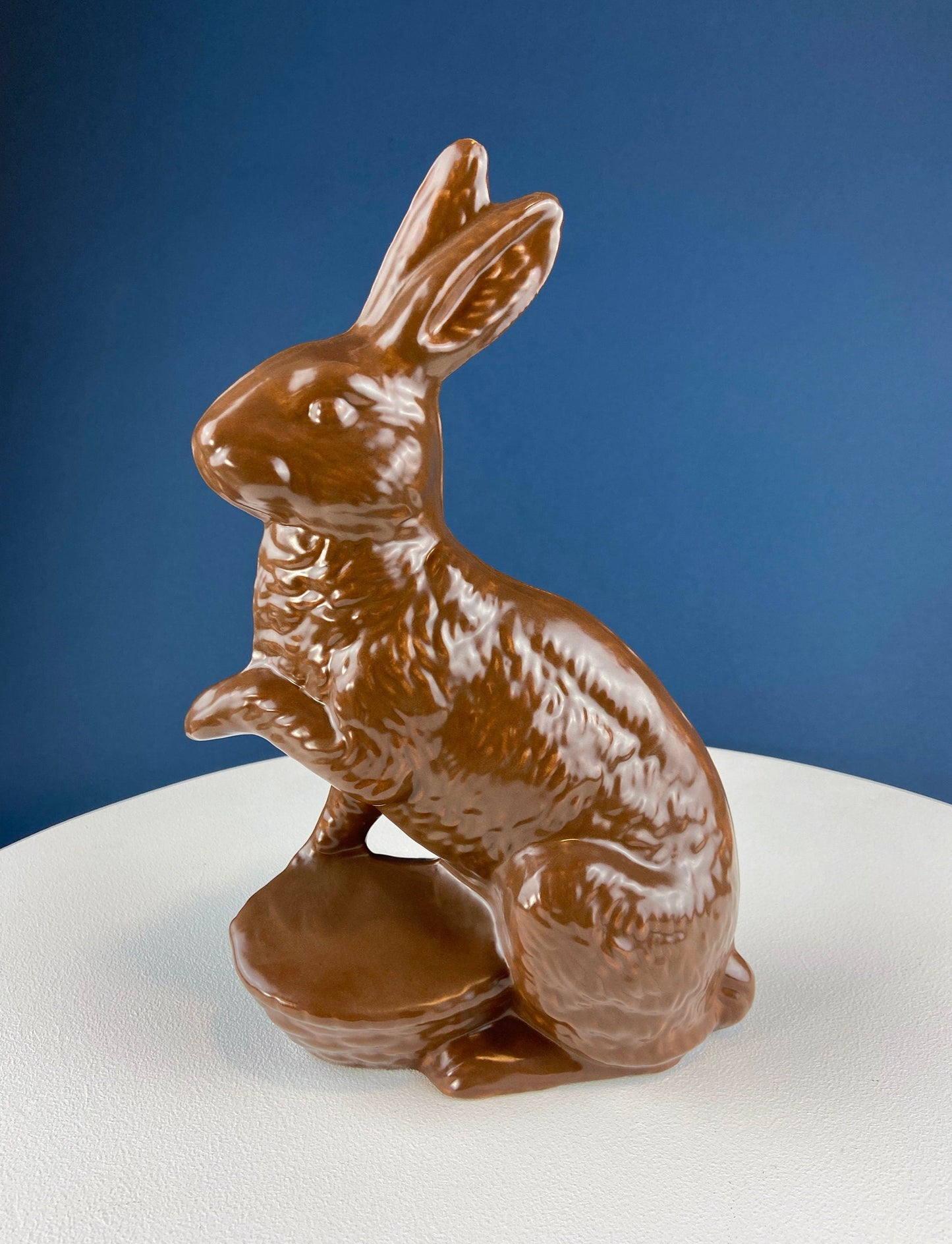 Blow Mold Huge Chocolate Bunny with Egg Basket. Inside/Outside, Easter/Spring, or Every Day Display. Home, Store, Cafe, or Bakery Decor.