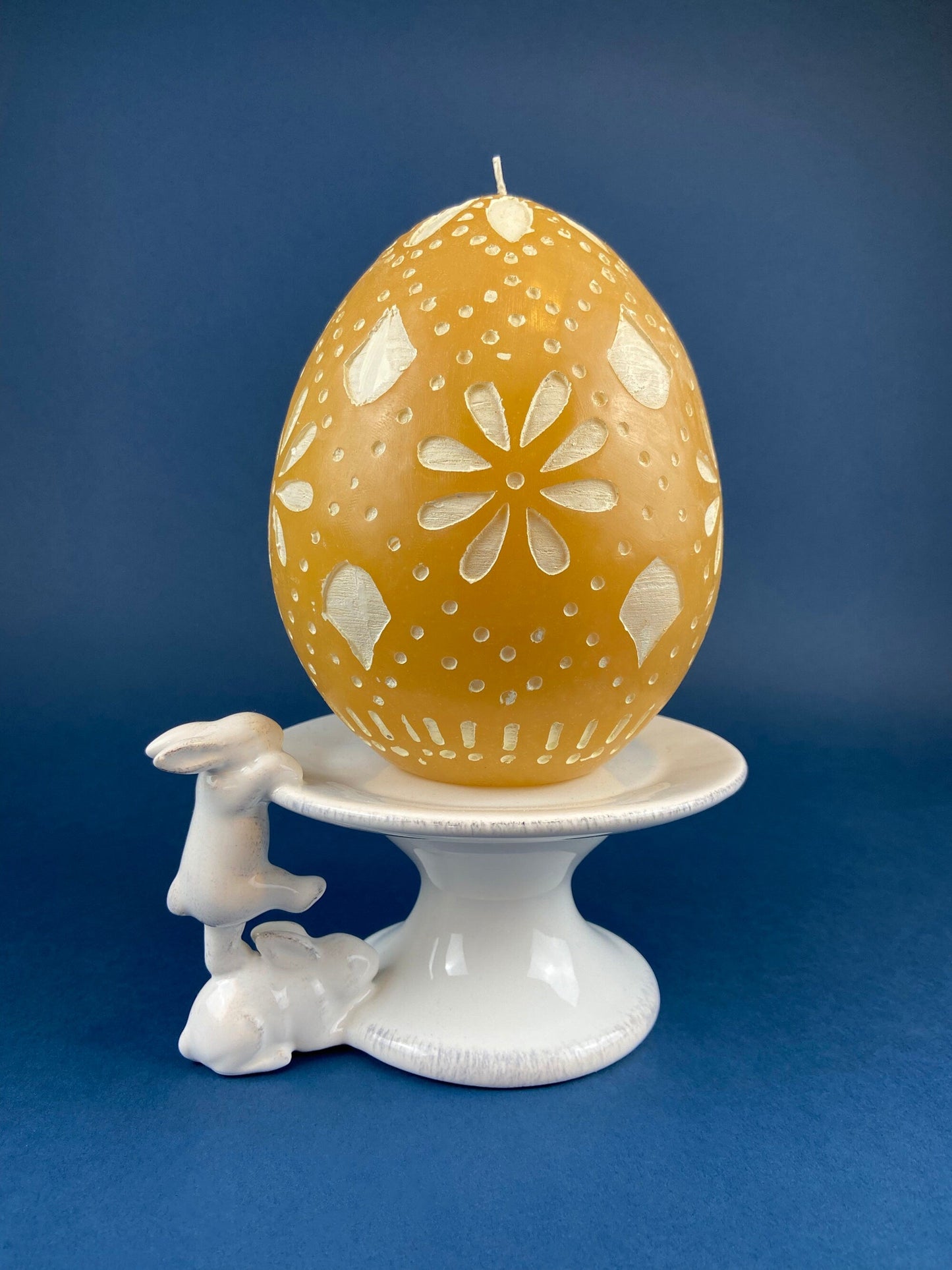 White Porcelain, Cupcake Sized Stand. Climbing Bunnies Detail. Rabbit Themed Table Accessories. Candy Dish, Candle Holder, Modern Farmhouse.