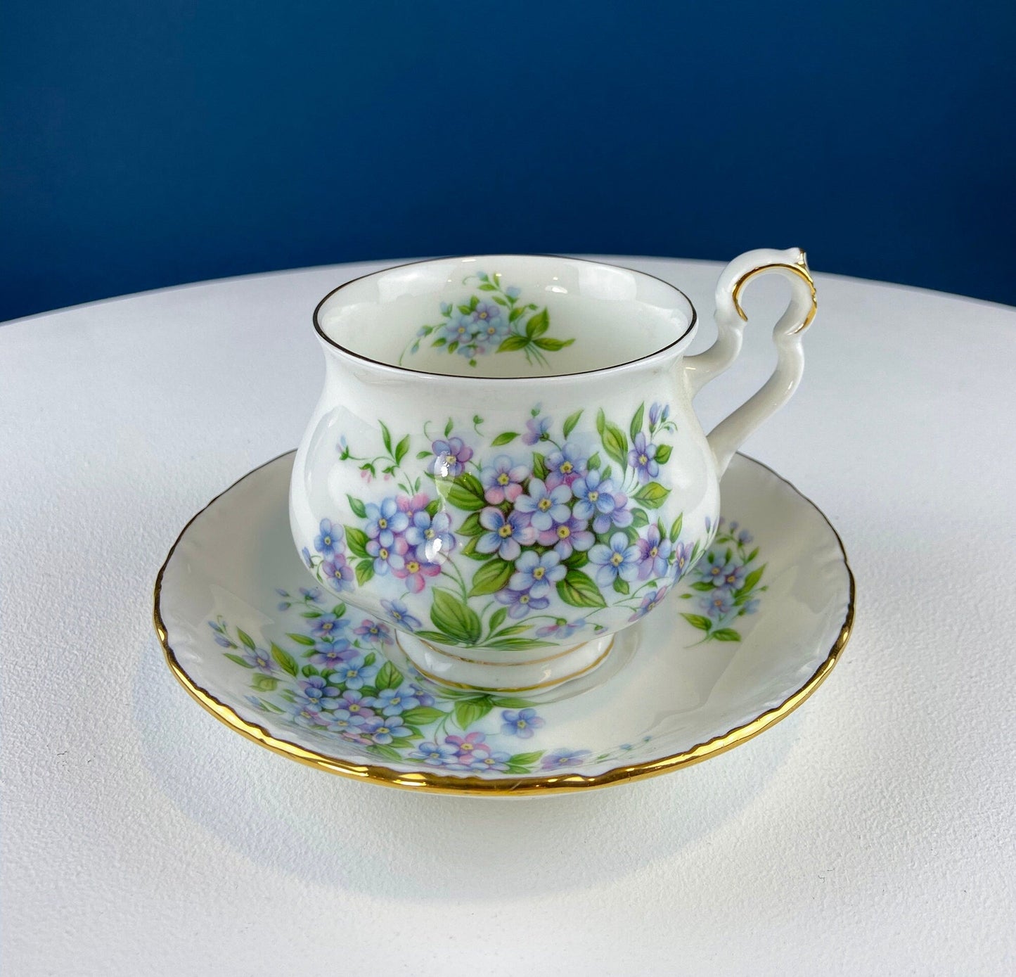 Vintage Forget-Me-Not Teacup & Saucer. Royal Albert Sonnet Series: Coleridge. Collectible Tea Set. English Breakfast in Garden. Wedding Gift