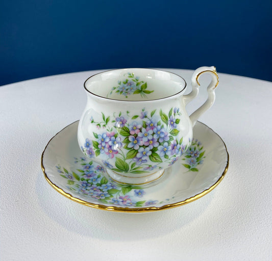 Vintage Forget-Me-Not Teacup & Saucer. Royal Albert Sonnet Series: Coleridge. Collectible Tea Set. English Breakfast in Garden. Wedding Gift