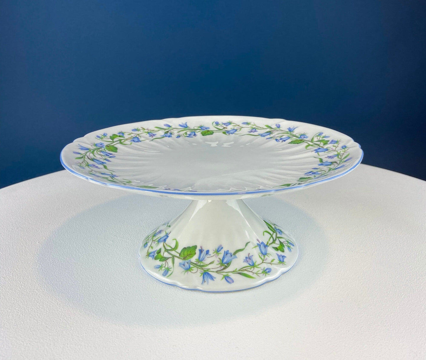 Antique Shelley Porcelain Cup and Saucer: Blue Rock Floral Pattern