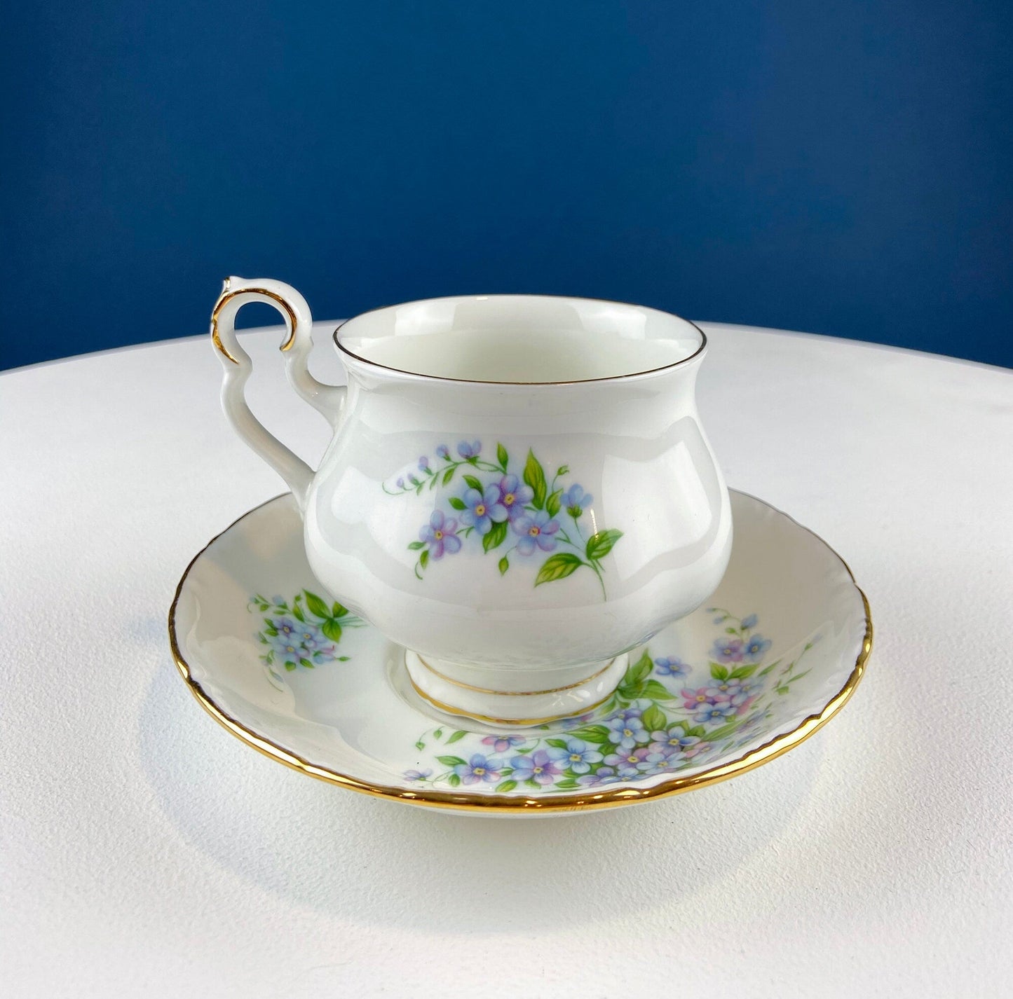 Vintage Forget-Me-Not Teacup & Saucer. Royal Albert Sonnet Series: Coleridge. Collectible Tea Set. English Breakfast in Garden. Wedding Gift