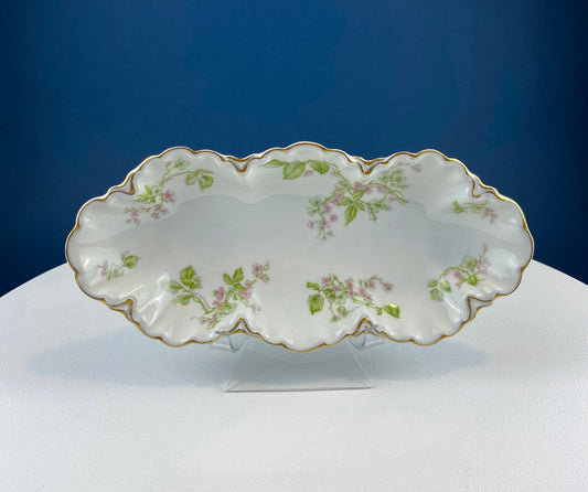 Limoges Porcelain Serving Platter: Wild Roses Motif, Cottagecore Decor